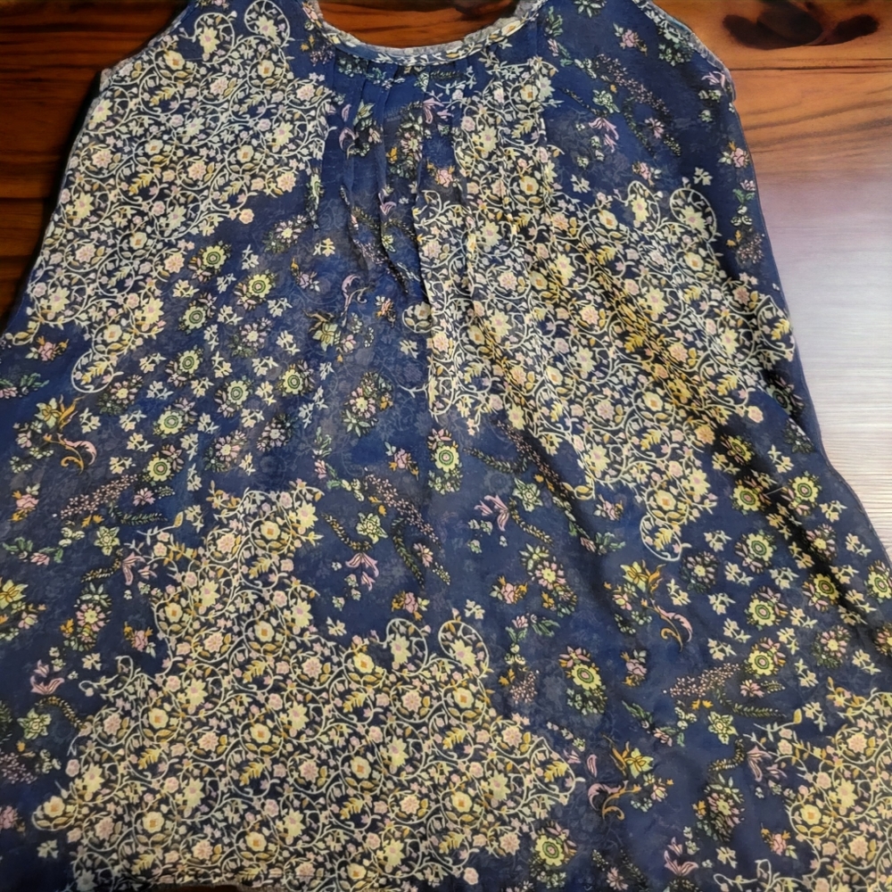 Rue 21 - Blue with Flowers Spaghetti Strap Tank. Sz- Medium